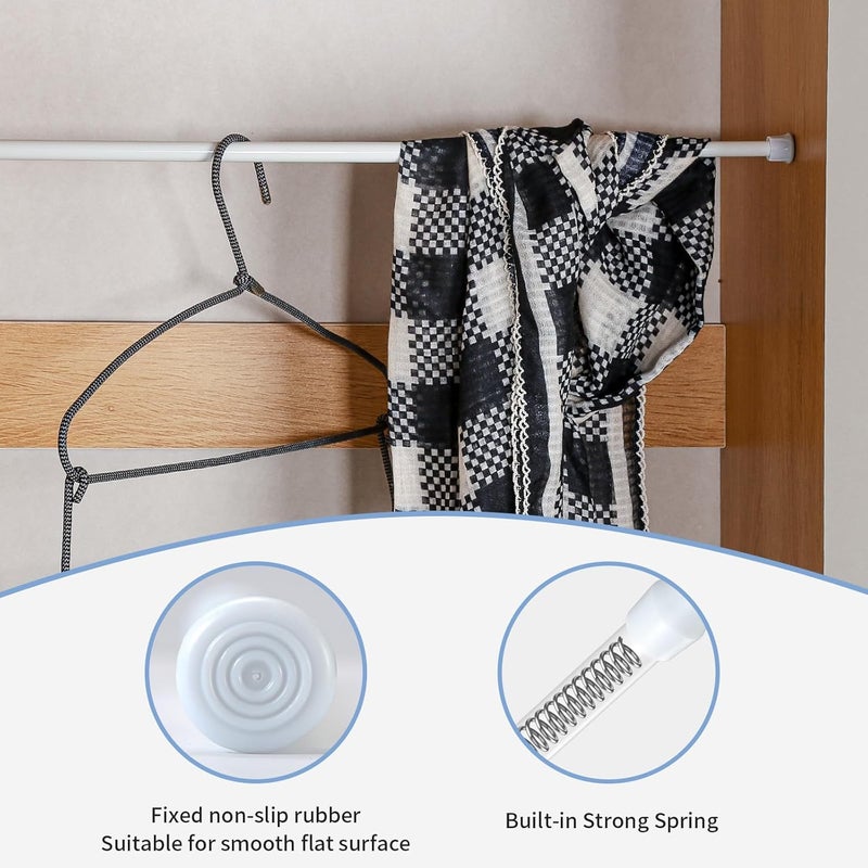 OEH 3 Pcs Tension Rod, Tension Curtain Rod, No Drilling Tension Rods for Windows 28 to 48 inch, Rustproof Spring Rod, Spring Tension Curtain Rod for Doors, Windows, Wardrobe (28-48 inch) - Image 5